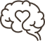 A stylized illustration of a brain with a heart shape inside it.