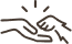 Two hands reaching toward each other, suggesting a gesture of connection or interaction.